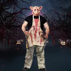 Men&rsquo;s Pig Butcher Costume with Pig Mask and Bloody Apron