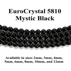Mystic Black EuroCrystal 5810 Round Pearls - 2mm, 3mm, 4mm, 5mm, 6mm, 8mm, 10mm, and 12mm - Strands - Made in Austria