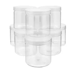Slime Containers with Lids - 8 Pack Clear Plastic Jars for Kids DIY Crafts (12 oz)