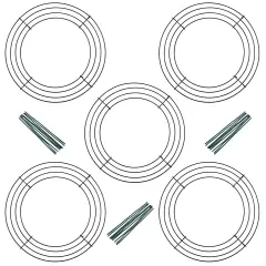 Pack of 5 Wire Wreath Frame (10 Inch) with 25 Twist Ties &ndash; Round Metal Wreath Form for Crafts and Floral Decorations on Weddings Christmas Home Party Celebration, Dark Green