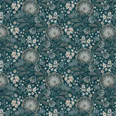 Green Jacobean Allover Elizabeth Wideback Fabric Per Yard