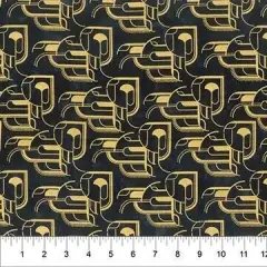 Banyan 83372-99 ART DECO - Arches - Black Metallic 45" Fabric Per Yard