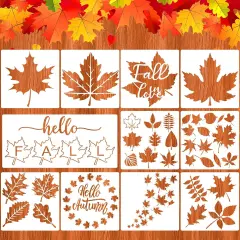 11 Pieces Fall Painting Stencils Autumn Stencil (Maple,8 x 8 Inch, 6 x 12 Inch)