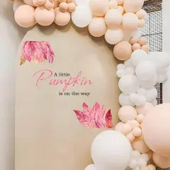 A Little Pumpkin is On The Way Decal - Pink Feather Pumpkin Pink
