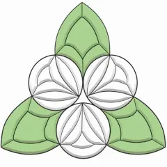 7-3/4" X 7-1/4" Colored Exquisite Glass Celtic Tri-Circle Bevel Cluster COEC827