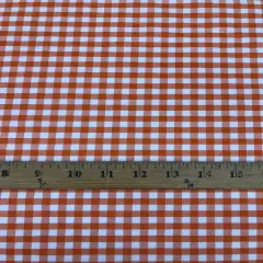1 Yard Orange 1/8&Prime; Checkered Gingham Poly Cotton Fabric 58/59 Inch Wide Lightweight Non-Stretch Sewing Cloth