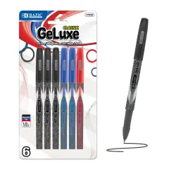 BAZIC GeLuxe Asst. Color Gel Roller Pen (6/Pack)