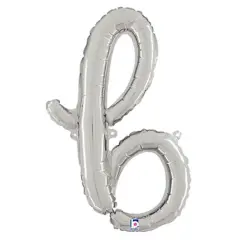 Betallic&reg; 24 Inch Script Letter B Silver Air Fill Only Balloon