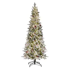 Haute Decor Lexington Artificial Flocked Fir Slim Christmas Tree