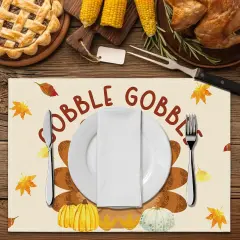 12x18 Pumpkins Turkey Maple Leaves Table Mat Decor(Cd-022)