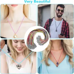 100Pcs Leather Necklace Cord with Clasps, Rope Necklace String - Multicolor