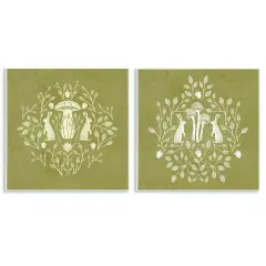 Stupell Industries Boho Bunnies & Mushrooms 2pc Wall Plaque Art Set Design by Katie O'Shea 