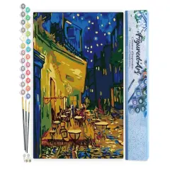 Figured'Art Paint by Numbers for Adults Van Gogh Cafe Terrace at Night 16"x20" - Craft Art Painting DIY Kit Rolled Canvas without frame
