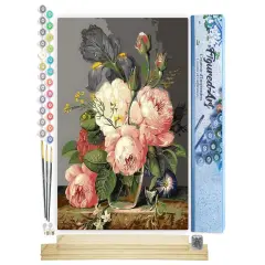 Figured'Art Paint by Numbers Kit for Adults Bouquet of Wild Flowers 16"x20" - Craft Art Painting Rolled Canvas with DIY wooden frame