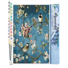 Figured'Art Paint by Numbers for Adults Flowers and Birds 16"x20" - Craft Art Painting DIY Kit Rolled Canvas without frame
