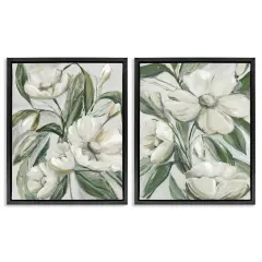 Stupell Industries White Blossoms & Leaves 2pc Floater Framed Canvas Wall Art Set Design by Hannah Dawson