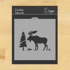 Moose Cookie & Craft Stencil | CM054 by Designer Stencils | Cookie Decorating Tools | Baking Stencils for Royal Icing, Airbrush, Dusting Powder | Craft Stencils for Canvas, Paper, Wood | Reusable Food Grade Stencil