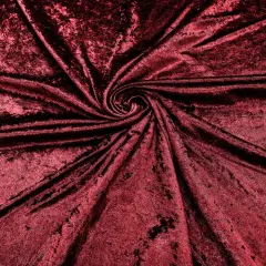 1 Yard Crushed Stretch Panne Velvet Fabric Polyester Spandex, Wide, Soft Velour Texture Cranberry