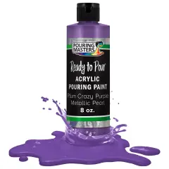 Pouring Masters Plum Crazy Purple Metallic Pearl Ready to Pour Acrylic Pouring Paint - Premium 8-Ounce Pre-Mixed Fluid Acrylic Paint - Fluid Art Supplies for Canvas, Wood, Paper, Tile & Rocks