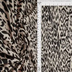 1 Yard DTY Brushed Animal/Leopard Digital Print Knit Fabric, 58/60&Prime; Wide Polyester Spandex Blend BLACK