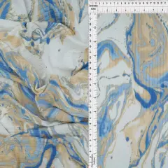 8&times;3 Yummy Rib Marble Print Fabric Soft Stretch Knit, 87% Polyester 58/60&Prime; Wide BEIGE/BLUE
