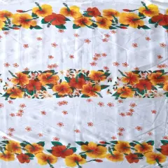 1 Yard Hibiscus Triple Border Polyester Fabric, 60 Inches Width, Durable Print Textile Yellow