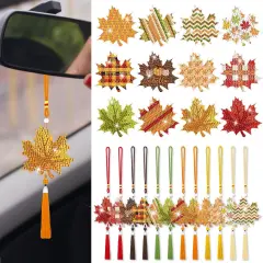12 Pccs Fall Diamond Painting Car Ornaments Maple Leaves Kit