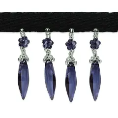 5 yards of Velma Beaded Raindrop Fringe Trim | 5 yard cut Black/Blue