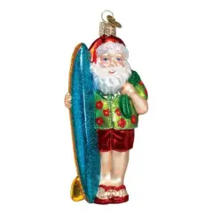 Old World Christmas 5.25 In Surfer Santa Christmas Tree Ornament , Ornament Beach Ocean Multicolored
