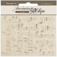 Stamperia Decorative Chips 5.5"X5.5"-Golden Harmony Writings
