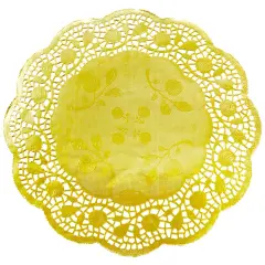 100 Pack 12 Inch Gold Doilies, Round Paper Placemats for Weddings, Desserts, Table Settings