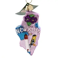 Old World Christmas 4.5 Inch State Of New Jersey Tree Ornament , Garden State Purple
