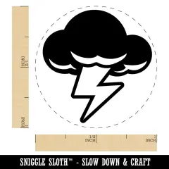 Thunder Storm Cloud Weather Lighting Bolt Self-Inking Rubber Stamp Crafting Sky Blue