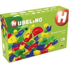 Hubelino 128 Piece Marble Run Toy - Compatible with Building Blocks - STEM Toy for Kids Ages 4+, Made in Germany, 124 Run Elements & 4 Marbles Multicolor