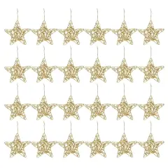 Juvale 24 Pack Bulk Christmas Star - Gold Ornaments, 6 Inches Gold Christmas Tree Decorations, Ideal for Hanging on Indoor and Outdoor Christmas Trees
