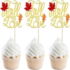 Cupcake Toppers Glitter Maple Leaves Fall Maple Leaves