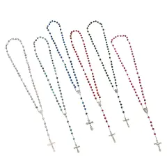 12 Pack Rosary Beads for Men and Women, Bulk Necklaces for Catholic Gifts (6 Colors) Multicolor