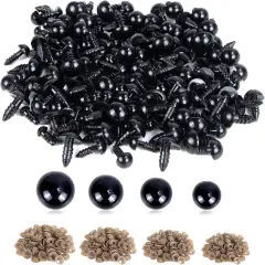 500 Pieces 6-12MM Black Plastic Safety Eyes with Washers for Crochet (4 Sizes)