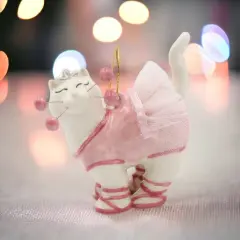 Ceramic Whisker Cat Ballerina Ornament, Home D&eacute;cor, Gift for Her, Gift for Daughter, Gift for Ballerina Dancer