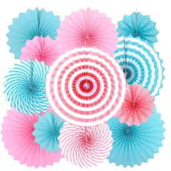 Gender Reveal Party Hanging Decorations - Boy or Girl Reveal Gender Baby Shower Birthday Party Carnival Party Ceiling Hangings Photo Booth Backdrops Props Decorations, 12pc