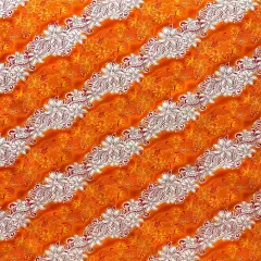 1 Yard Diagonal Tiare Lei Polyester Fabric For Sewing Crafts Apparel And Decorative Projects 45 Inch Width Orange