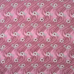 1 Yard Tiare Waves Traditional Tattoo Fabric, 100% Polyester, 60 Inches Width Pink Pearl