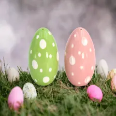 Ceramic Spotted Pink and Green Easter Egg Salt and Pepper Shakers, Gift for Her, Gift for Mom, Kitchen D&eacute;cor, Spring D&eacute;cor, Easter D&eacute;cor