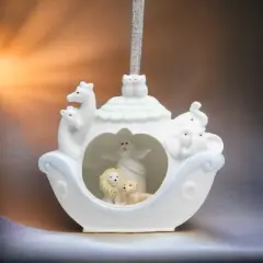 Ceramic Noah's Ark Ornament, Home D&eacute;cor, Religious D&eacute;cor, Religious Gift, Church D&eacute;cor, Baptism Gift