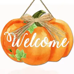 Fall Door Sign Pumpkin Welcome Door Hanger Vintage