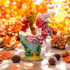 Ceramic Red Rooster Figurine, Farmhouse Kitchen Decor, Gift for Her