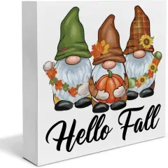 Fall Gnomes Wooden Sign for Desk