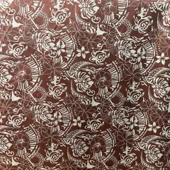 1 Yard Polynesian Tribal Print Fabric Chambray Denim Look 58/60 Inches Wide Mahogany