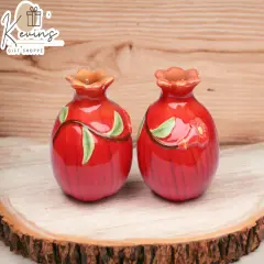 Hand Painted Ceramic Pomegranate Salt & Pepper Shakers, Home D&eacute;cor, Gift for Her, Gift for Mom, Kitchen D&eacute;cor, Farmhouse D&eacute;cor