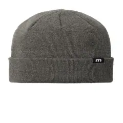 TravisMathew Solid Cuffed Beanie Acrylic Warm Comfortable Adjustable Cuff Dark Grey Heather